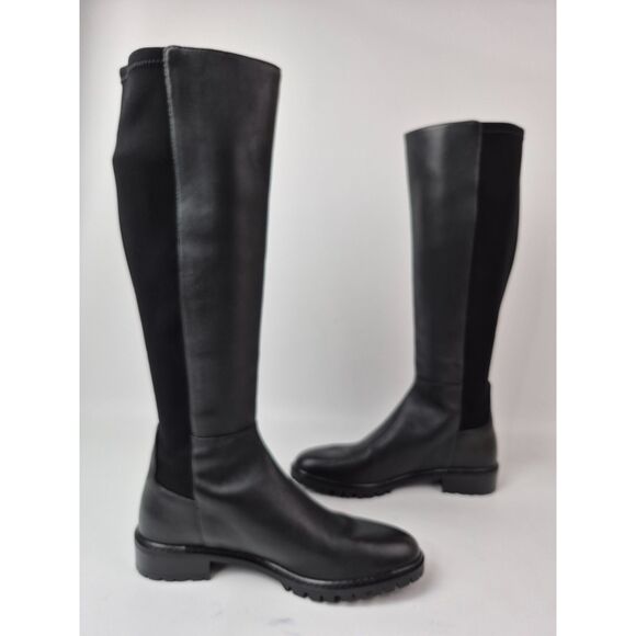 Stuart Weitzman Women's Black City Knee High Leather Boots Size 7.5 B SJ198 - Picture 3 of 7